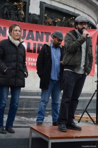 Prise de parole de d'Houssam, Aub&eacute;pine et Mohamed.